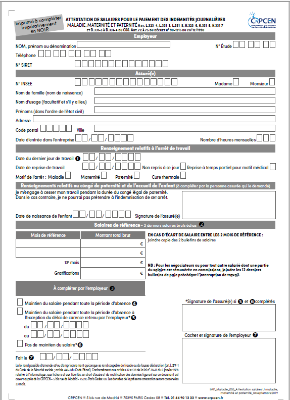 attestation de salaire pour paiement des IJ 2